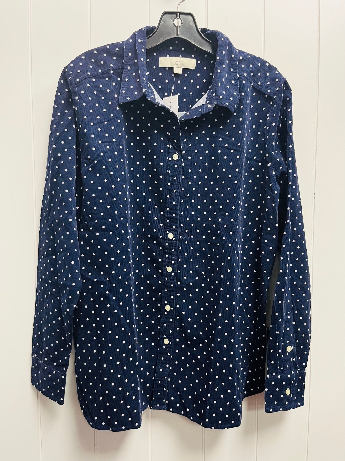 Top Long Sleeve By Loft In Blue & White, Size: M