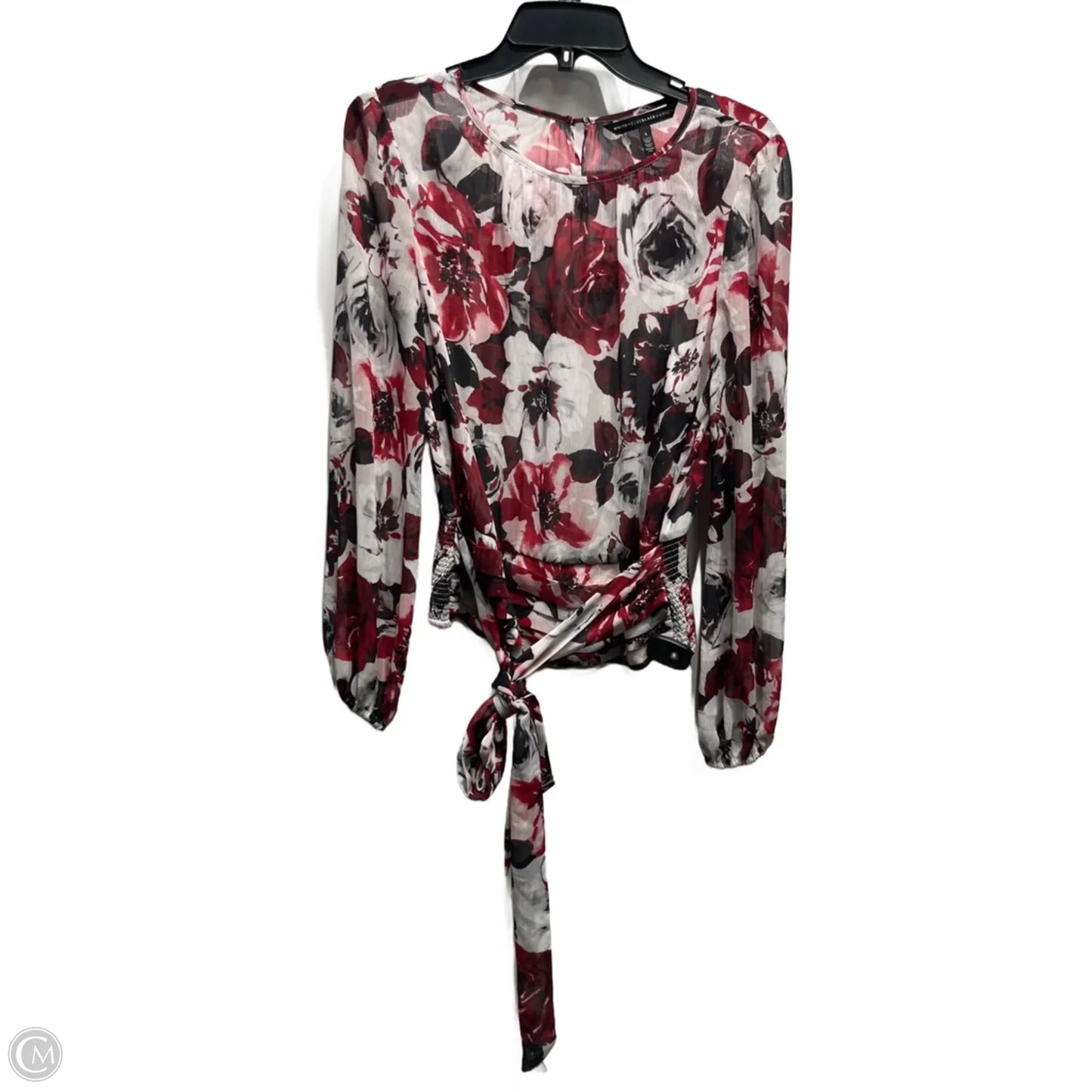Blouse Long Sleeve By White House Black Market In Black & Red, Size: S
