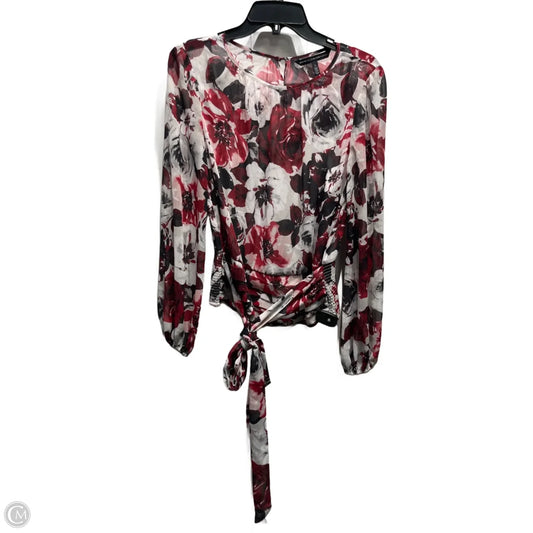 Blouse Long Sleeve By White House Black Market In Black & Red, Size: S