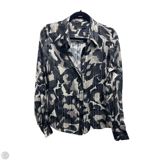 Blouse Long Sleeve By White House Black Market In Black & Grey, Size: S