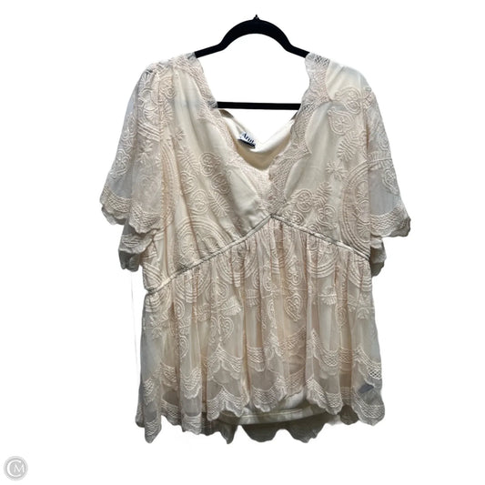 Top Short Sleeve By Arula In Cream, Size: 3x