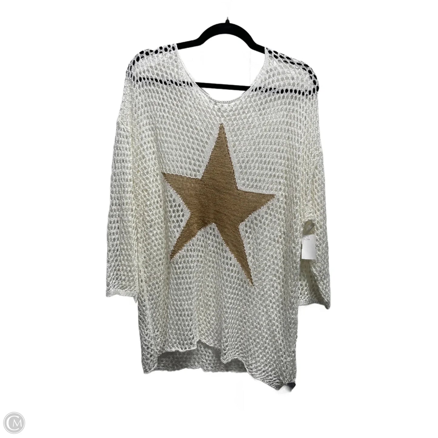 Sweater By Clothes Mentor In Gold & White, Size: Osfm