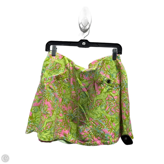 Skort Designer By Lilly Pulitzer In Green & Pink, Size: Xl