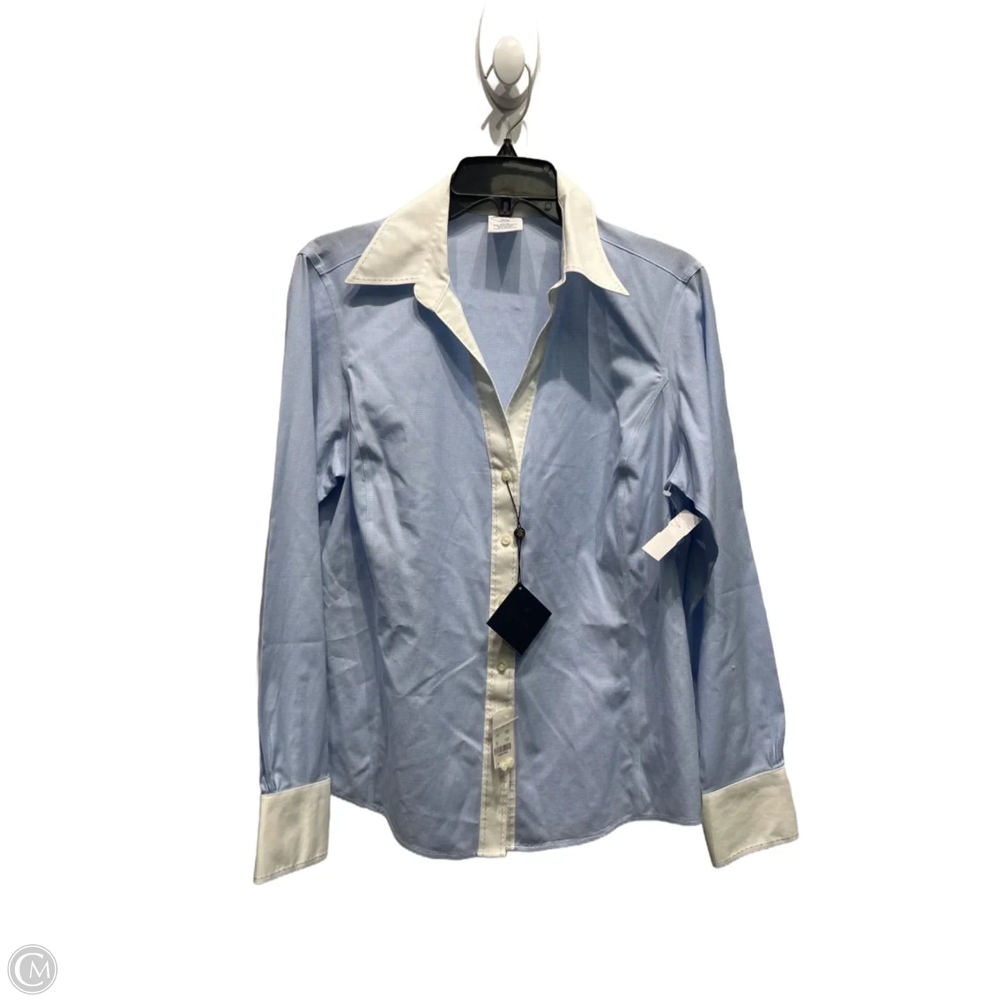 Top Long Sleeve By Brooks Brothers In Blue & White, Size: L