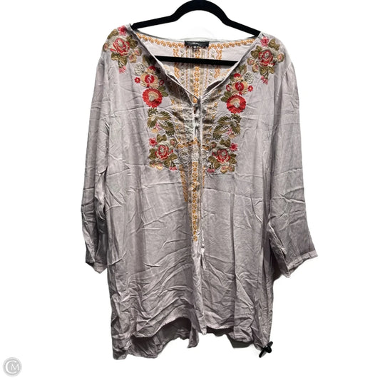 Top Long Sleeve By Andree By Unit In Purple, Size: 2x