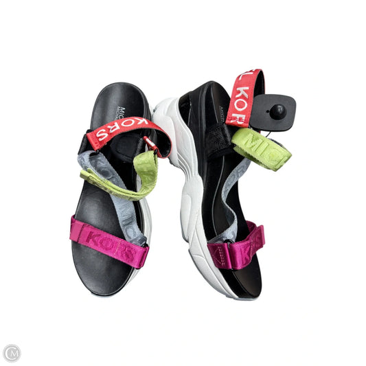 Sandals Designer By Michael Kors In Green & Pink, Size: 8