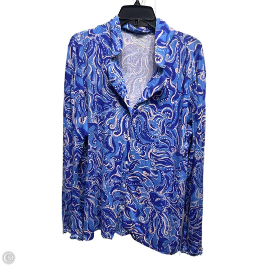 Top Long Sleeve Designer By Lilly Pulitzer In Blue & Purple, Size: Xl