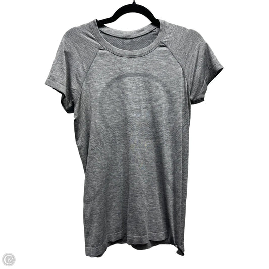 Athletic Top Short Sleeve By Lululemon In Grey, Size: L