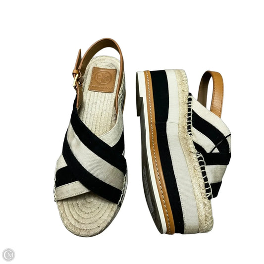 Sandals Designer By Tory Burch In Black & Cream, Size: 7.5