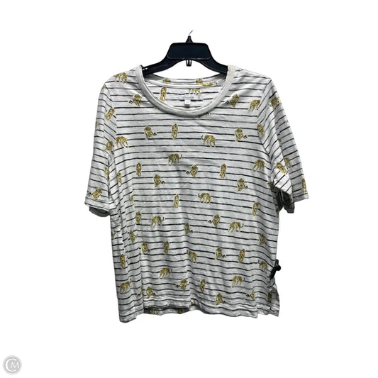 Top Short Sleeve By Chicos In Tan & White, Size: L