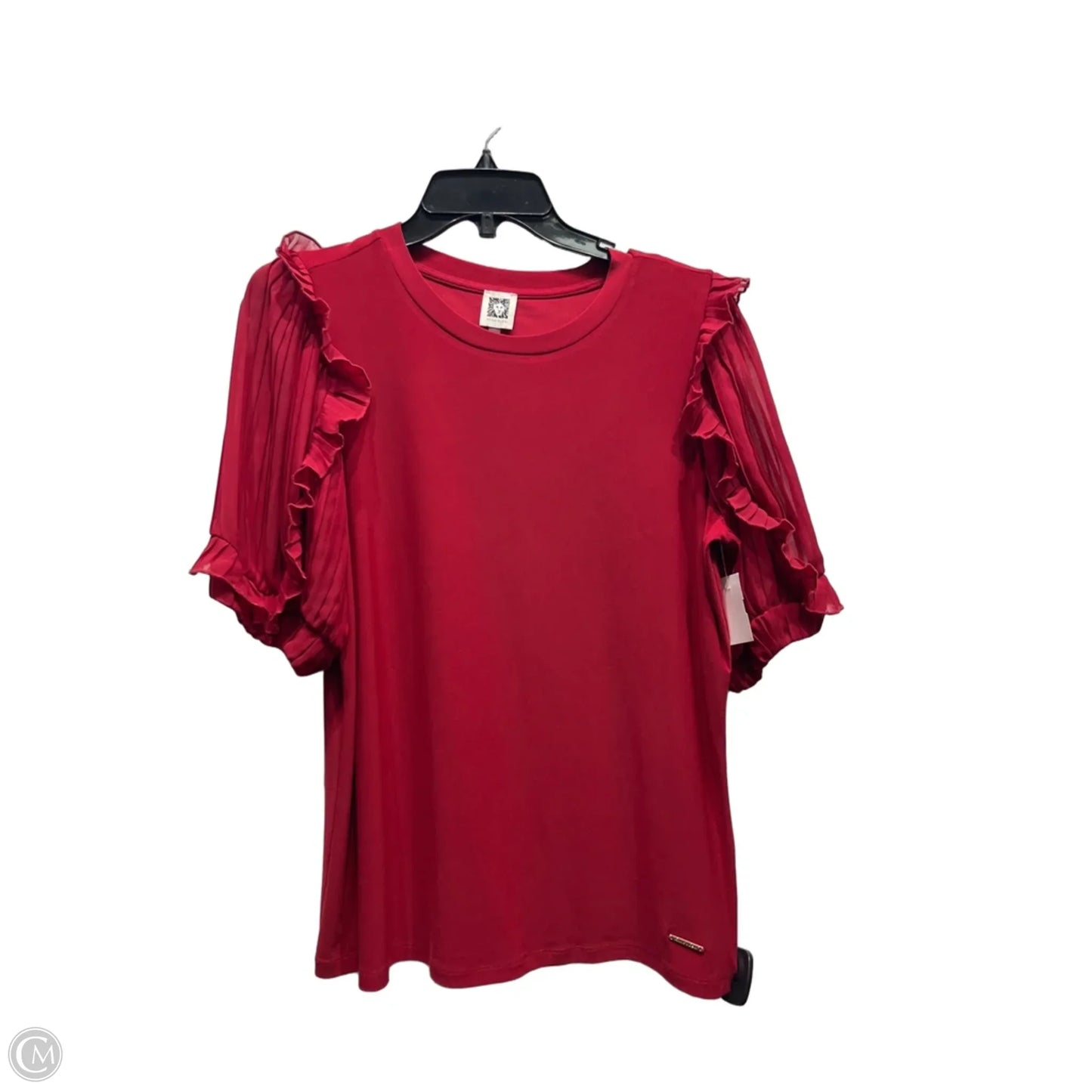 Top Short Sleeve By Anne Klein In Red, Size: L