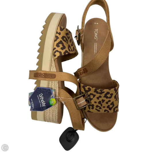 Sandals Heels Wedge By Toms In Animal Print, Size: 10