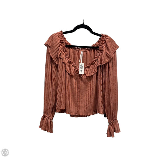 Top Long Sleeve By Anthropologie In Orange, Size: S