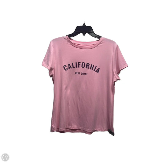 Top Short Sleeve Basic By Shein In Pink, Size: Xl
