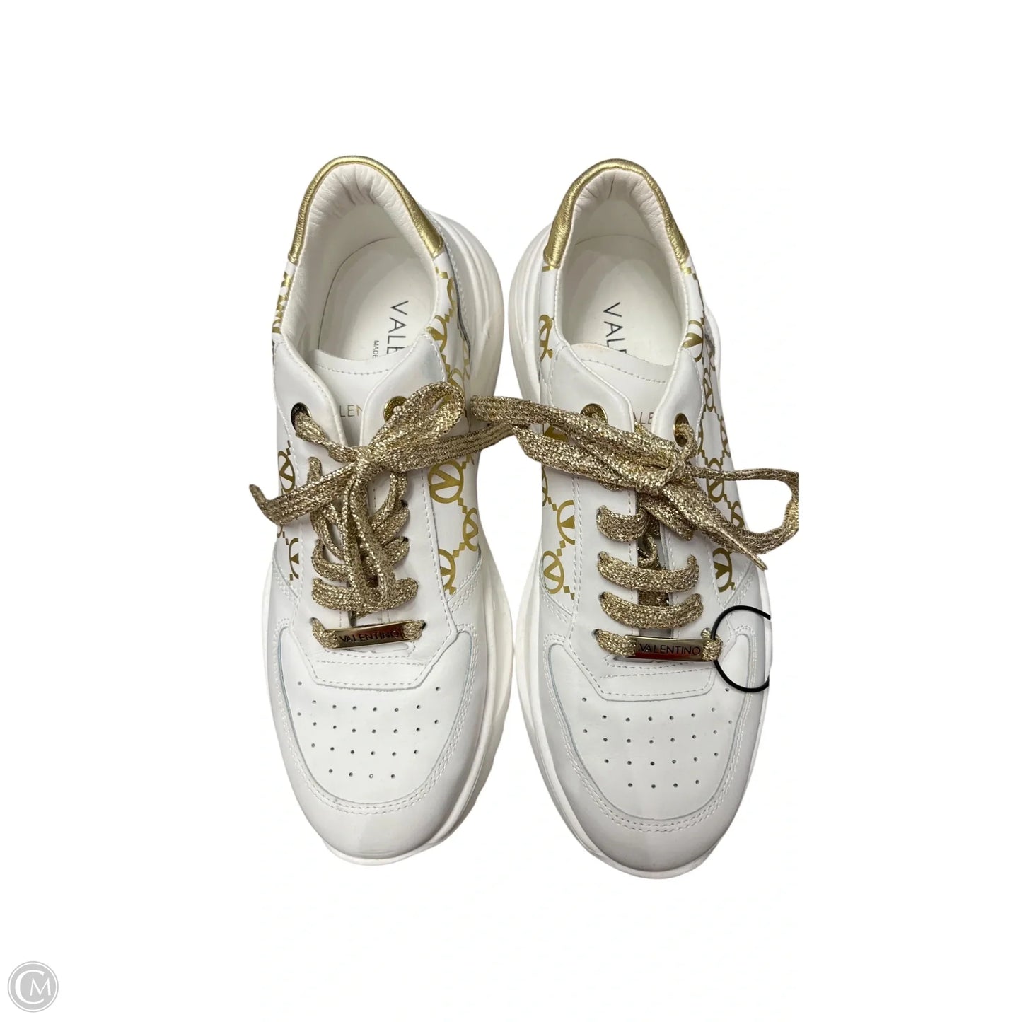 Shoes Designer By Valentino-mario In Gold & White, Size: 9.5