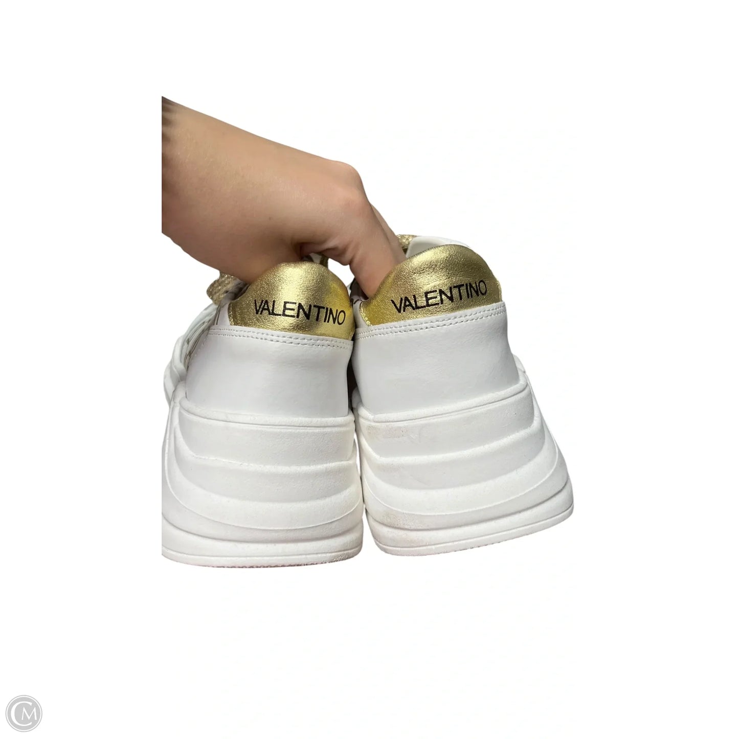 Shoes Designer By Valentino-mario In Gold & White, Size: 9.5
