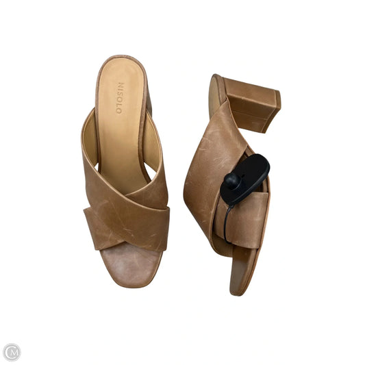 Sandals Heels Block By nisolo In Tan, Size: 9