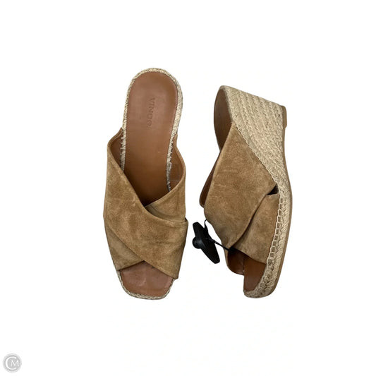 Sandals Heels Wedge By Vince In Brown, Size: 9