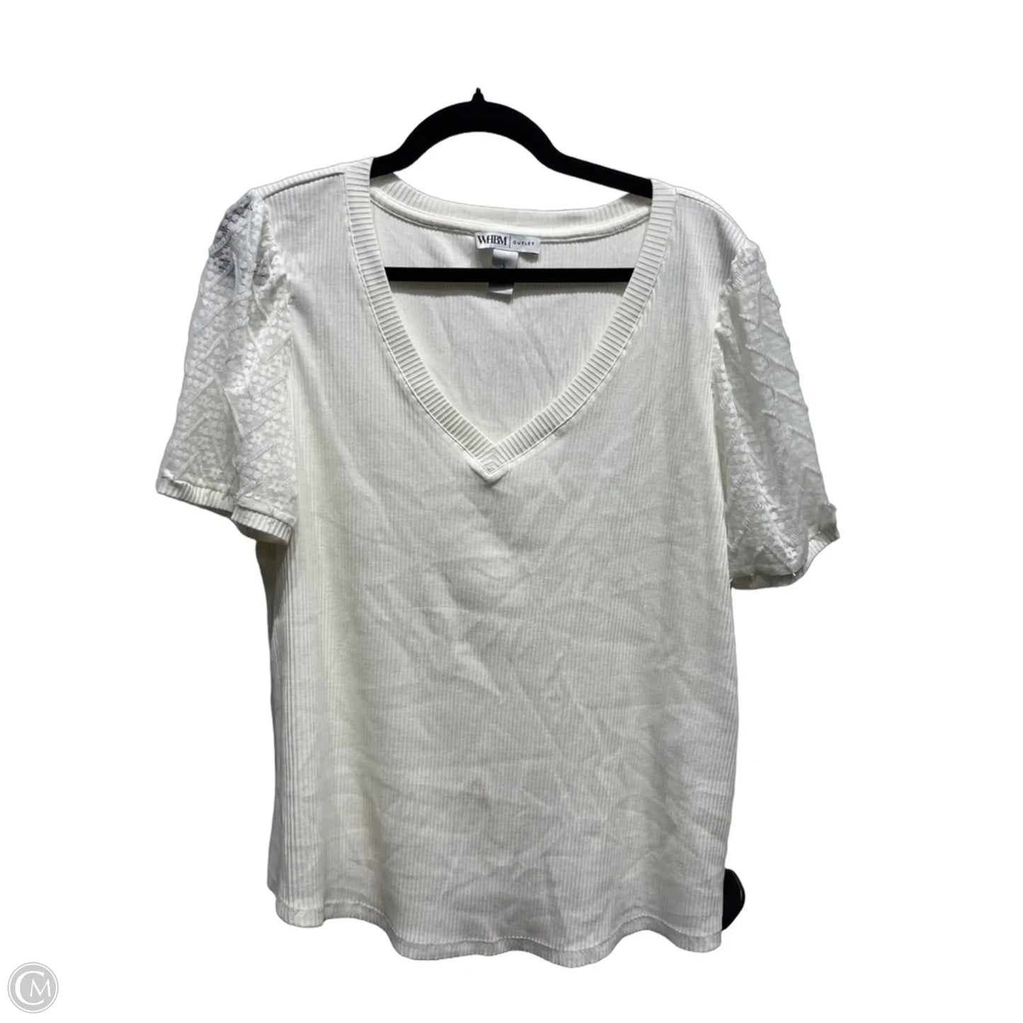 Top Short Sleeve By White House Black Market In Cream, Size: L