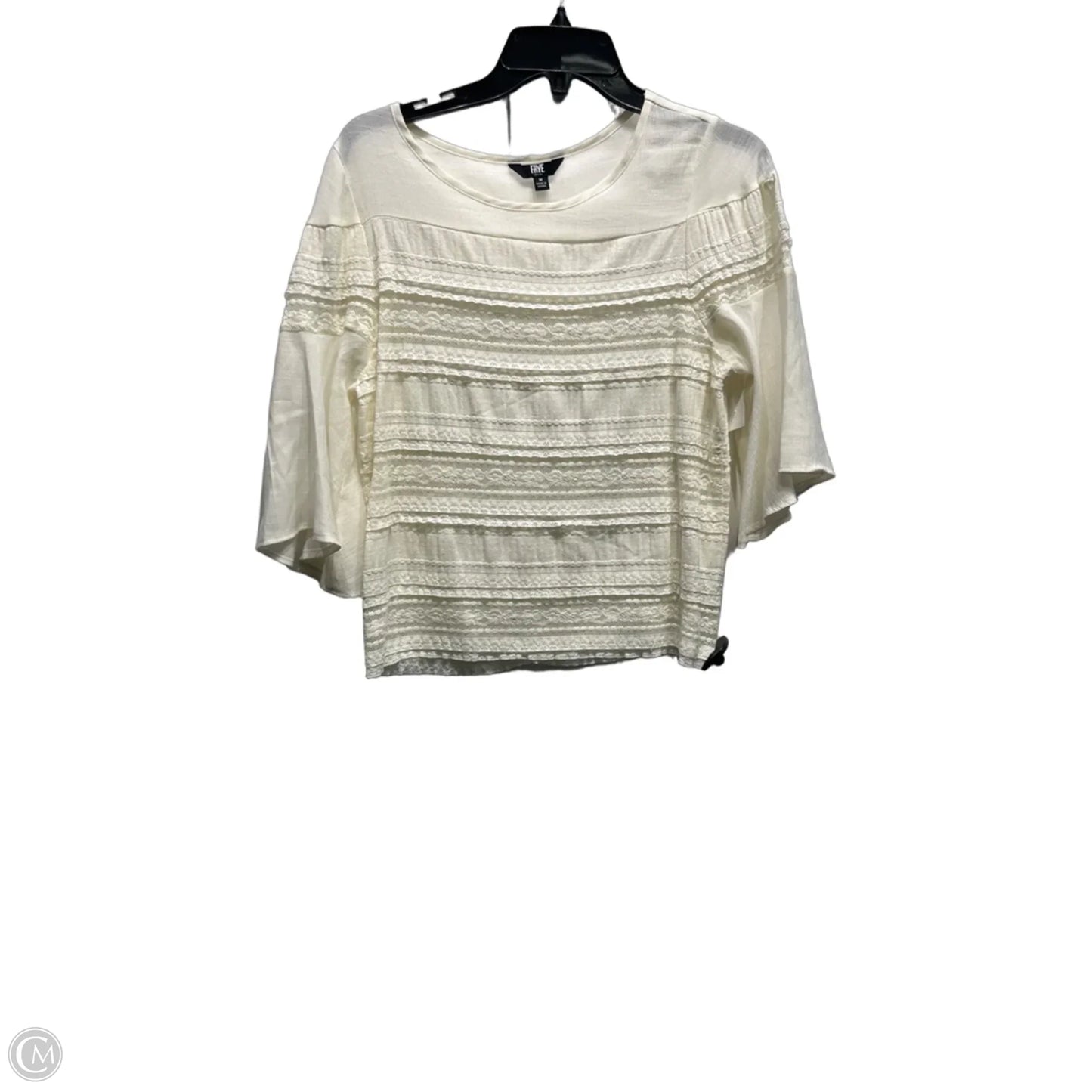 Top Short Sleeve Designer By Frye In Cream, Size: M