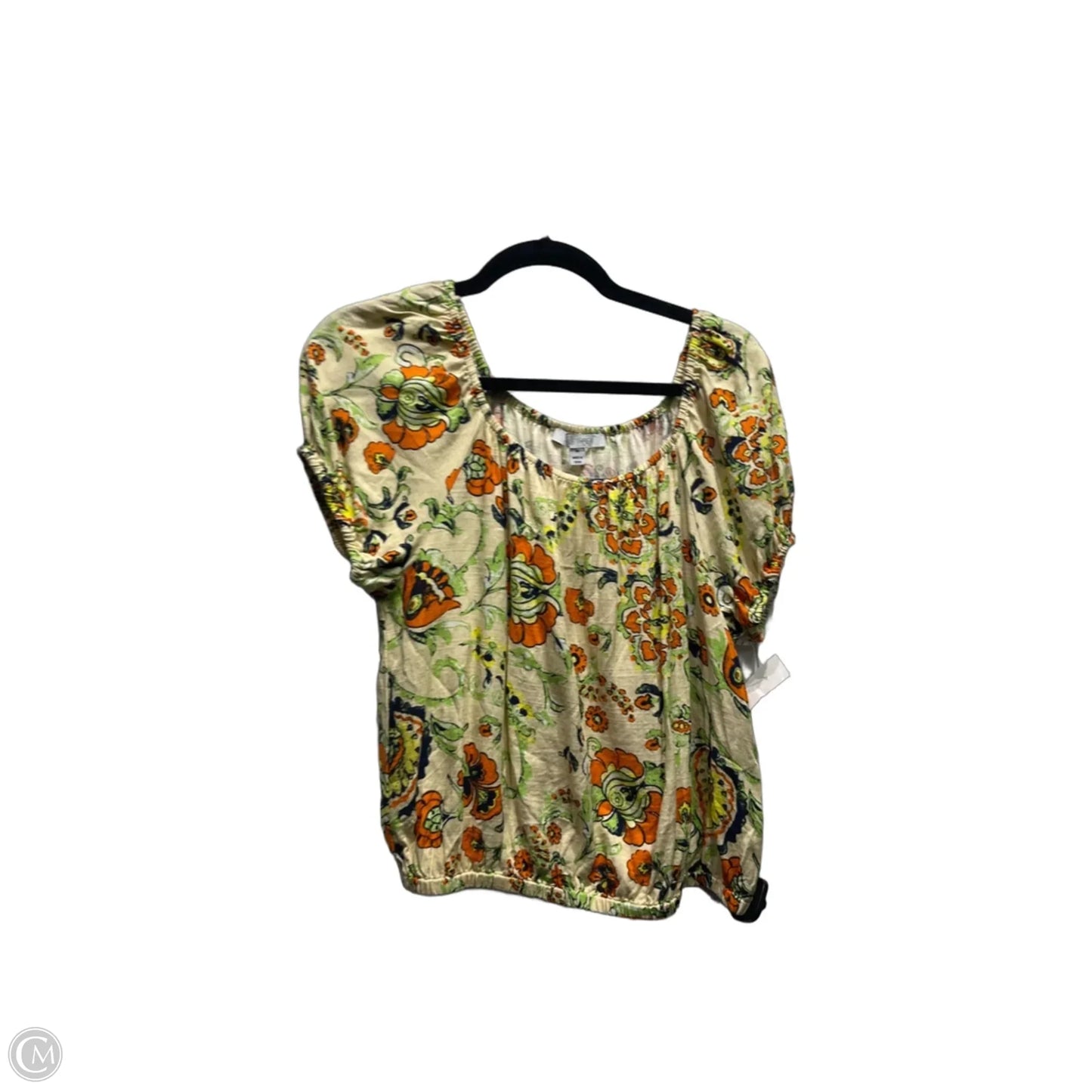Top Short Sleeve By single the thread In Green & Orange, Size: M