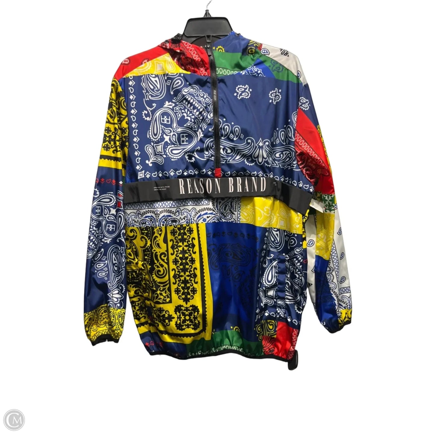 Jacket Windbreaker By REASON In Blue & Red, Size: L