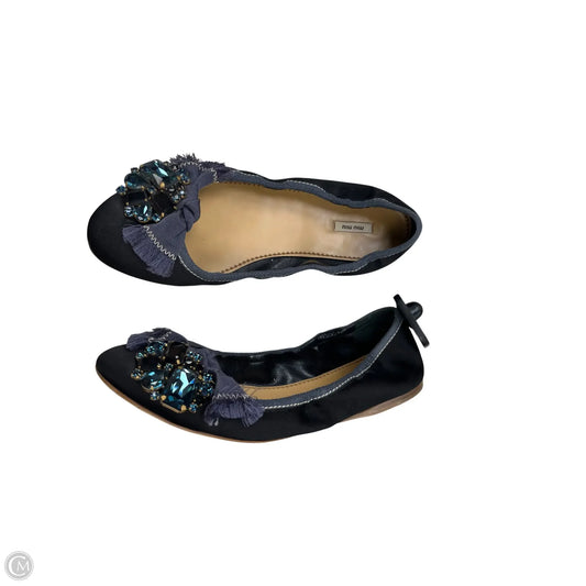 Shoes Luxury Designer By Miu Miu In Black & Blue, Size: 8.5