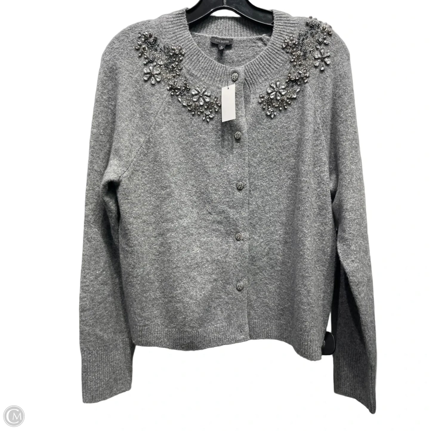 Sweater Cardigan By Talbots In Grey, Size: M