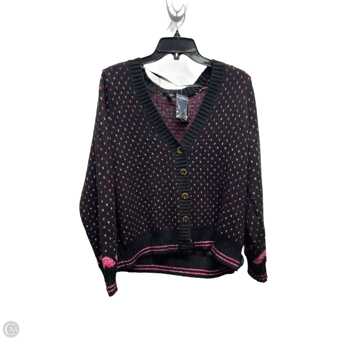 Sweater Cardigan By Torrid In Black & Pink, Size: L