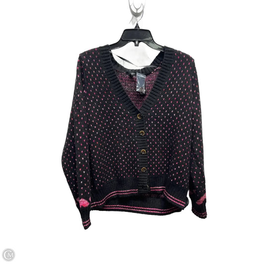 Sweater Cardigan By Torrid In Black & Pink, Size: L