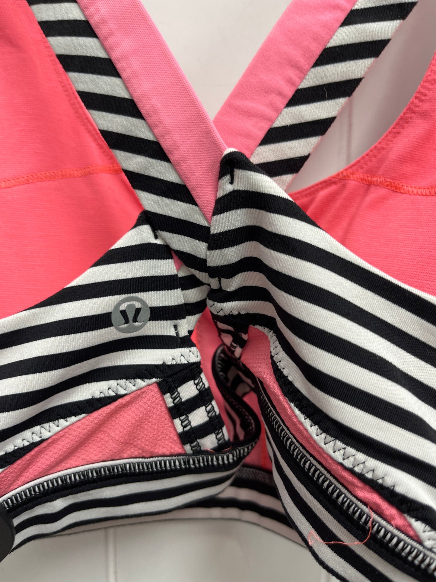 Athletic Bra By Lululemon In Black & Pink, Size: 6