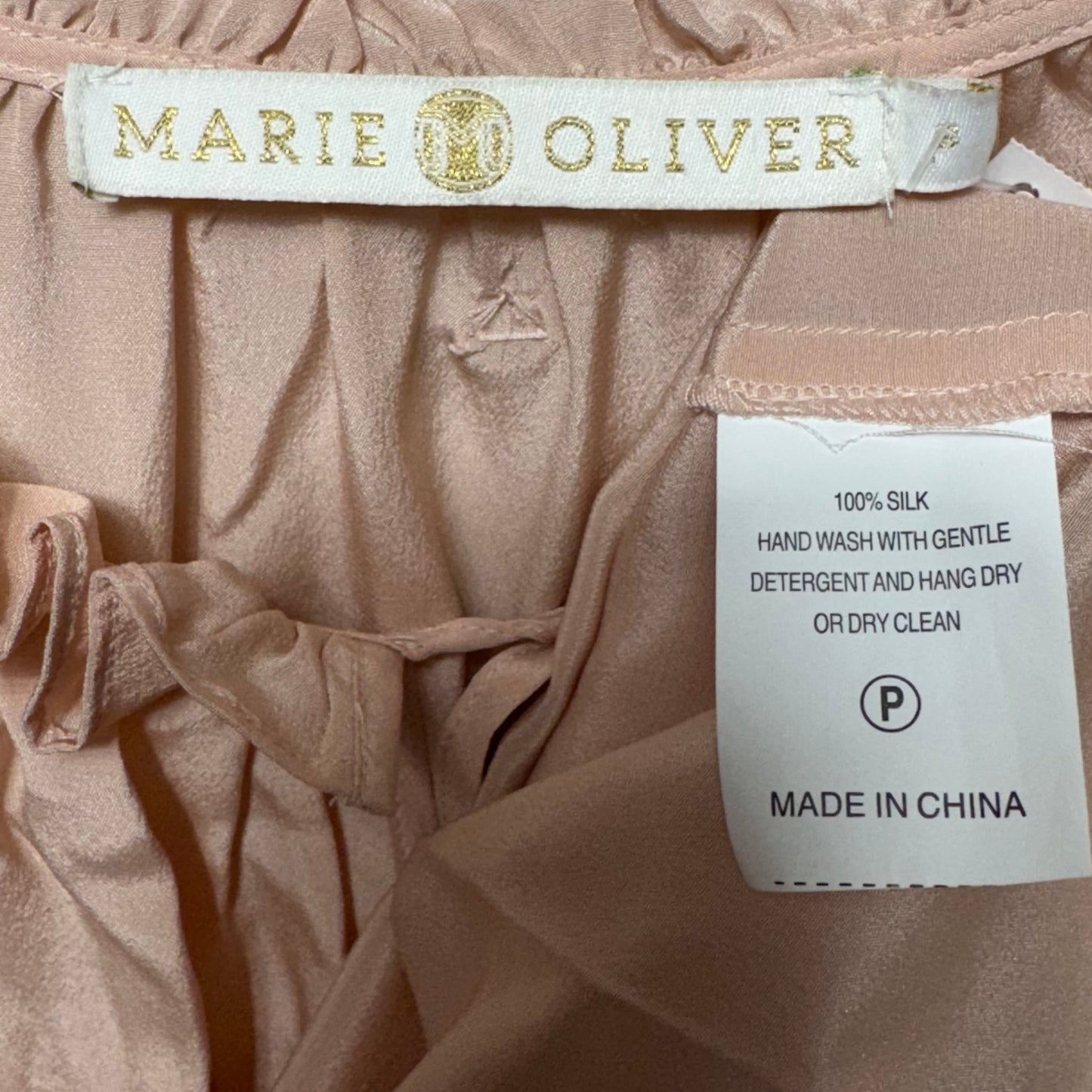 Silk Top Short Sleeve By Marie Oliver In Peach, Size: S