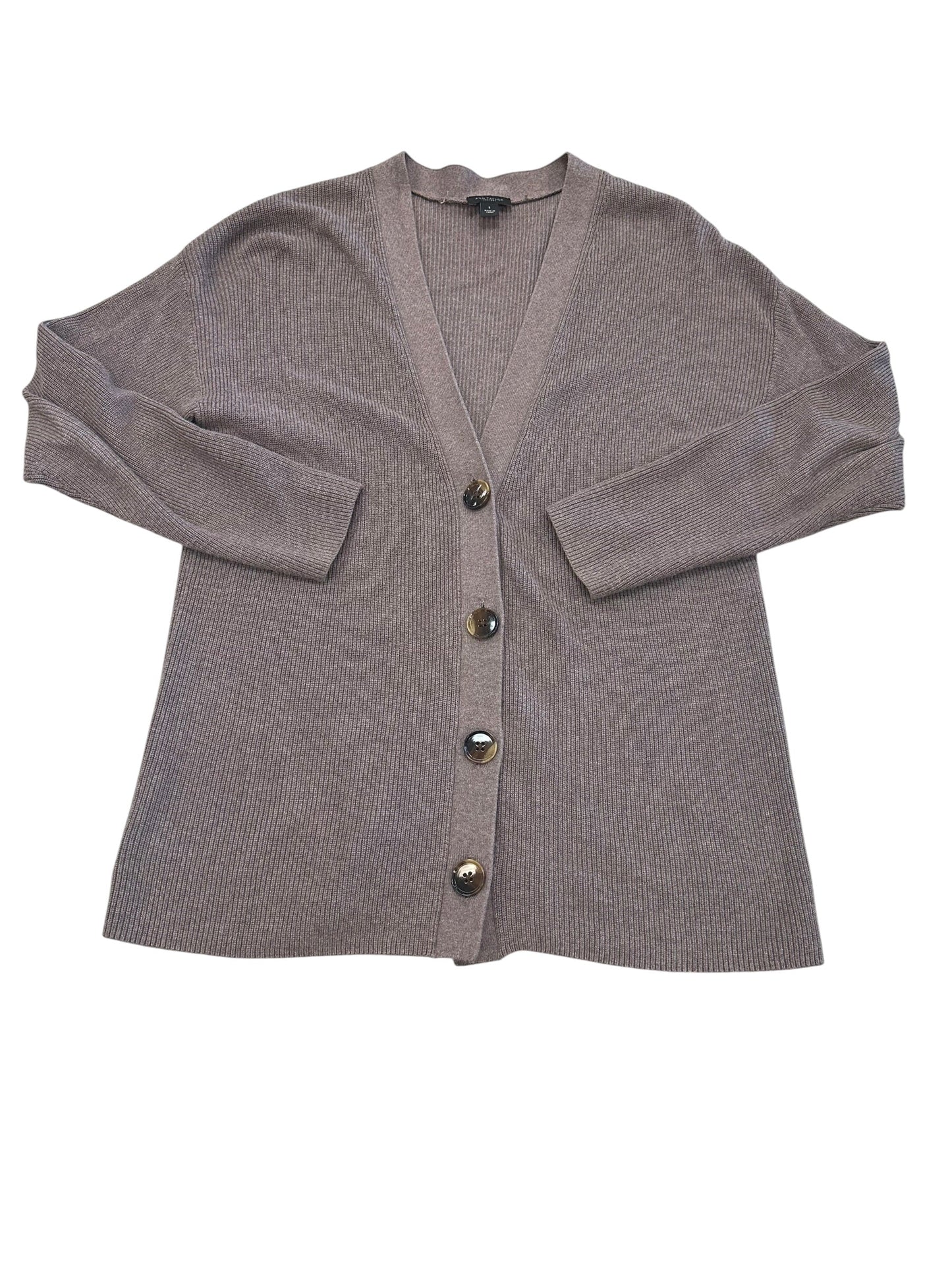 Sweater Cardigan By Ann Taylor In Taupe, Size:S