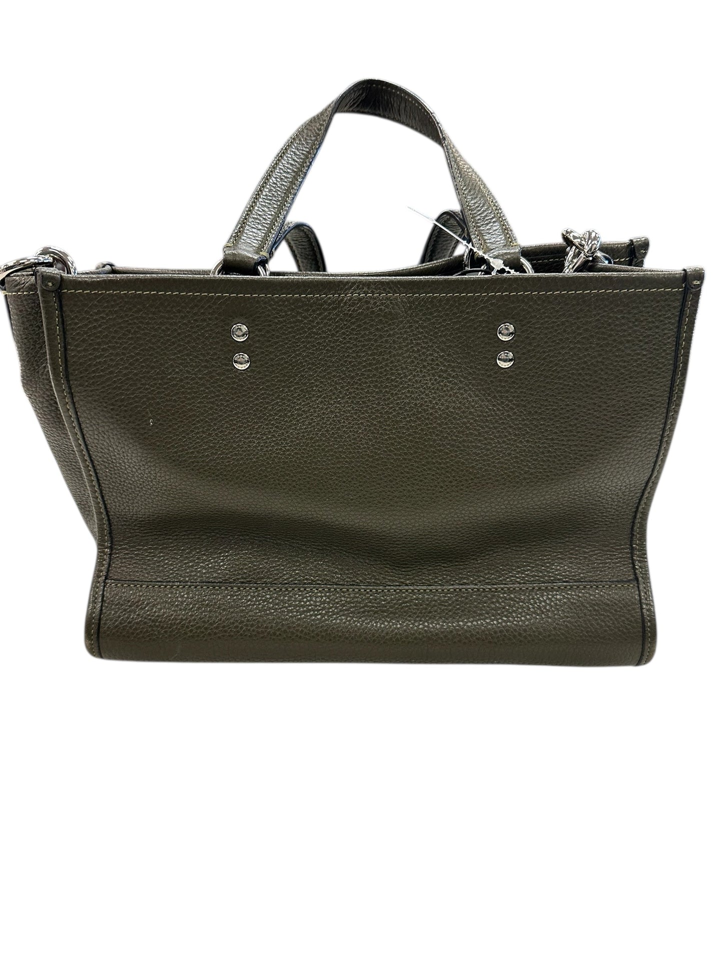 Handbag Designer By Coach In Green & Silver, Size:Medium