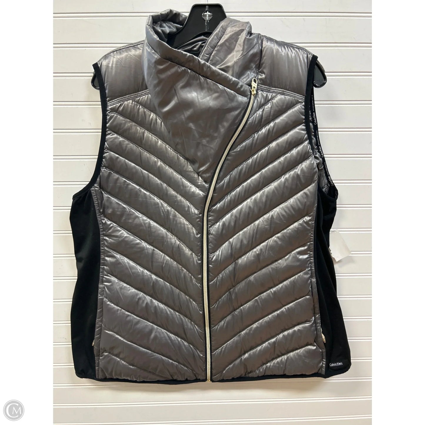 Vest Puffer & Quilted By Calvin Klein In Silver, Size: 1x