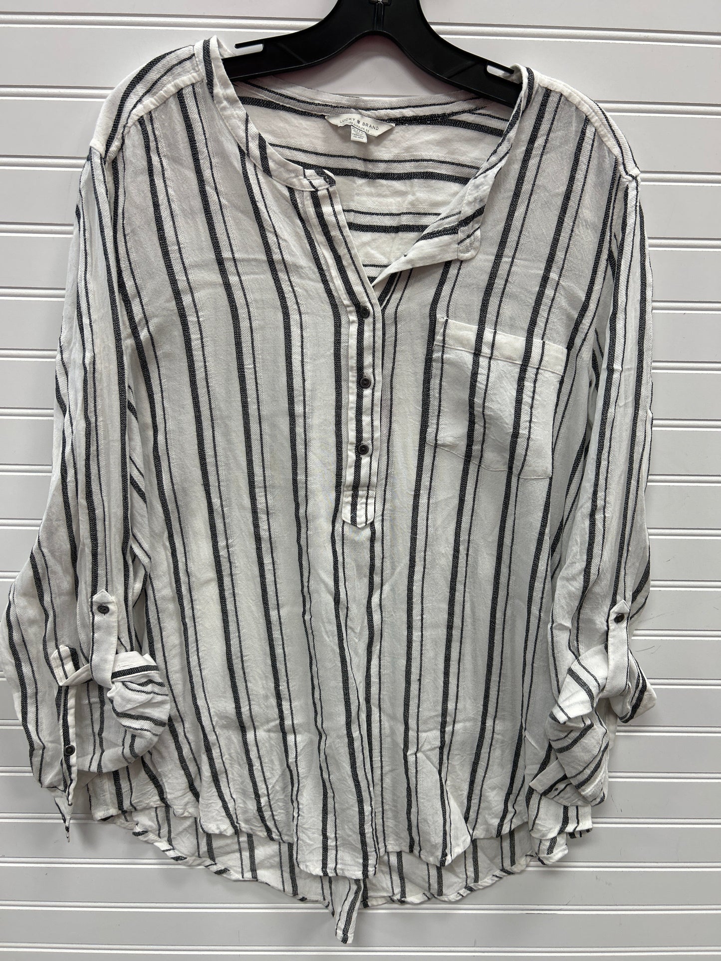 Blouse Ls By Lucky Brand In Grey, Size:Xl