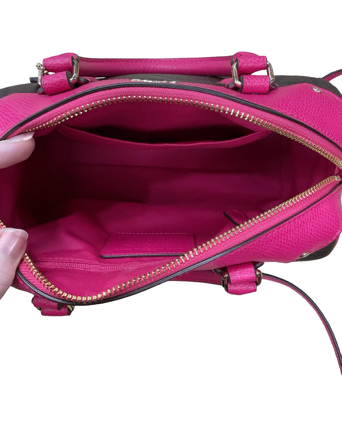 Handbag Designer By Coach In Brown & Pink, Size:Small
