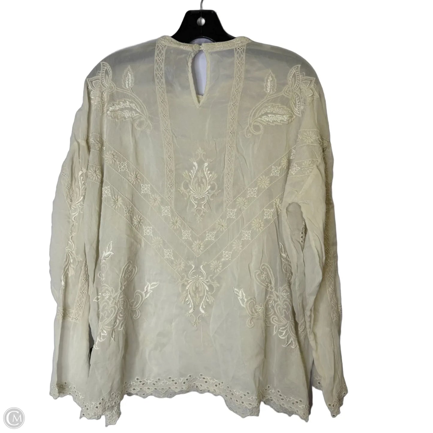 Blouse Long Sleeve By Johnny Was In Cream, Size: M