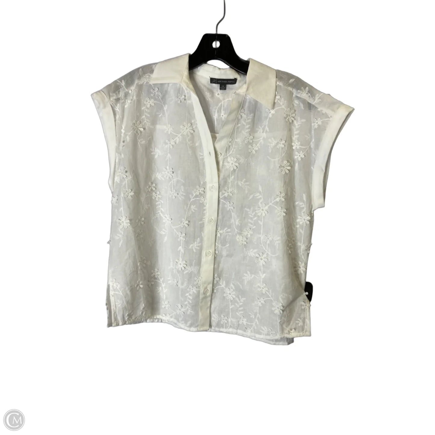 Top Short Sleeve By Adrianna Papell In White, Size: Xs