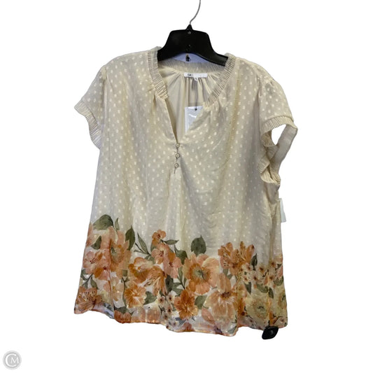 Blouse Short Sleeve By Dr2 In Floral Print, Size: Xxl