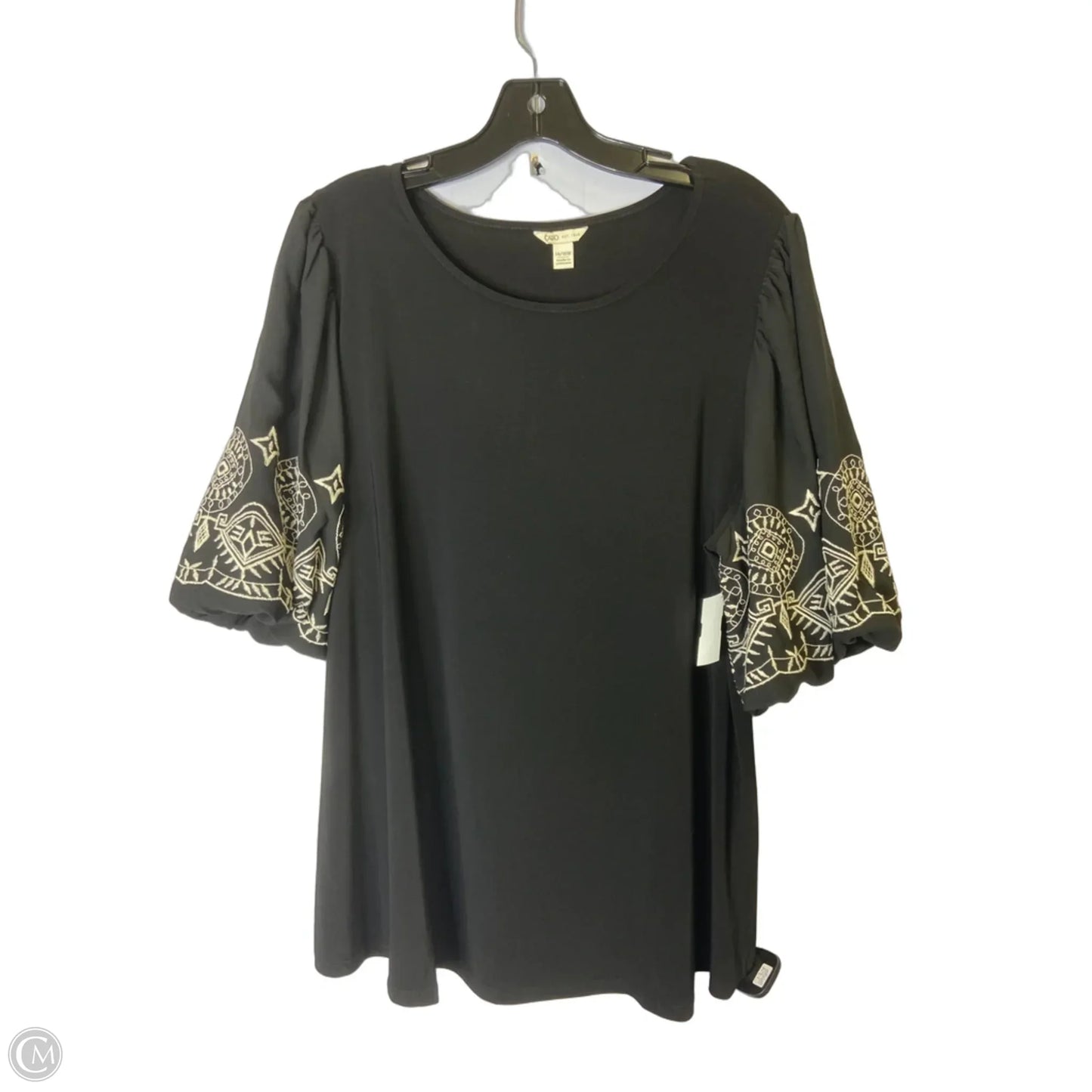 Top Short Sleeve By Cato In Black, Size: 14