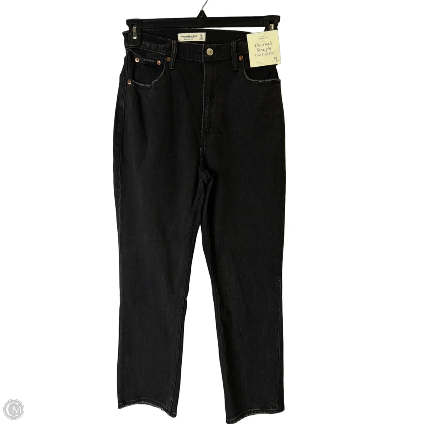 Jeans Straight By Abercrombie And Fitch In Black Denim, Size: 2