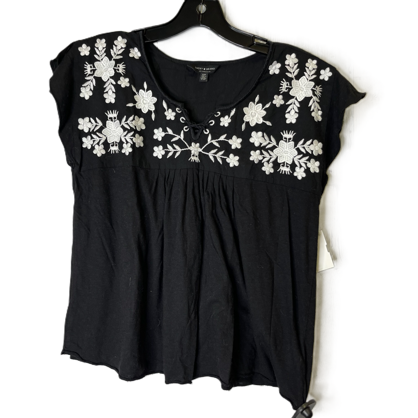 Top Short Sleeve By Lucky Brand In Black, Size: S