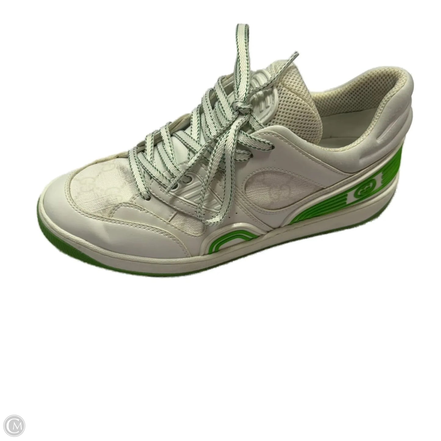 Shoes Luxury Designer By Gucci In Green & White, Size: 8