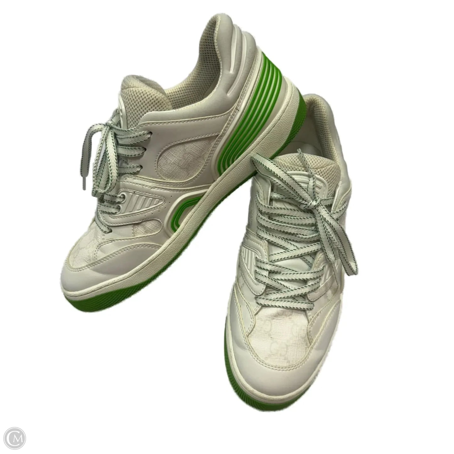 Shoes Luxury Designer By Gucci In Green & White, Size: 8