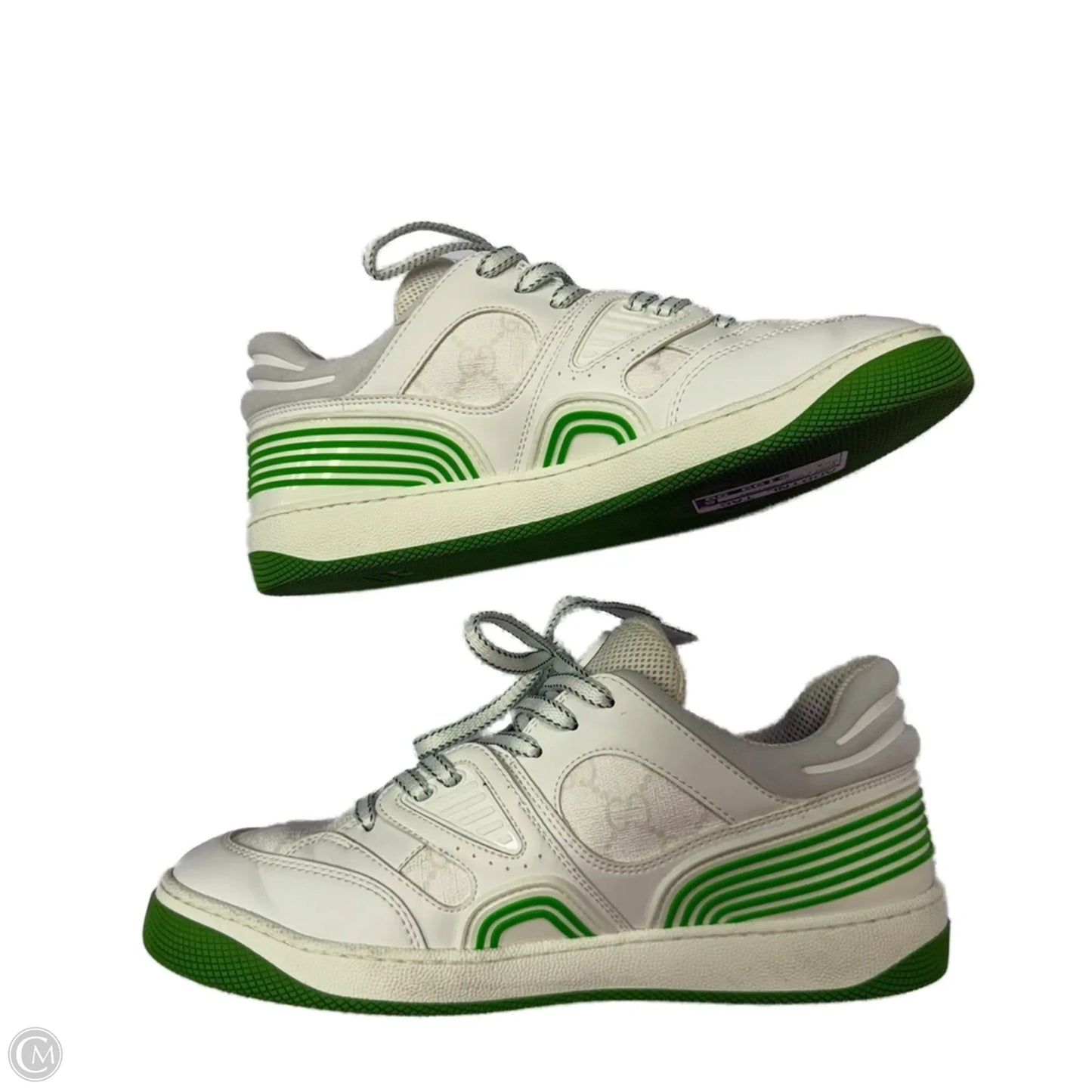 Shoes Luxury Designer By Gucci In Green & White, Size: 8