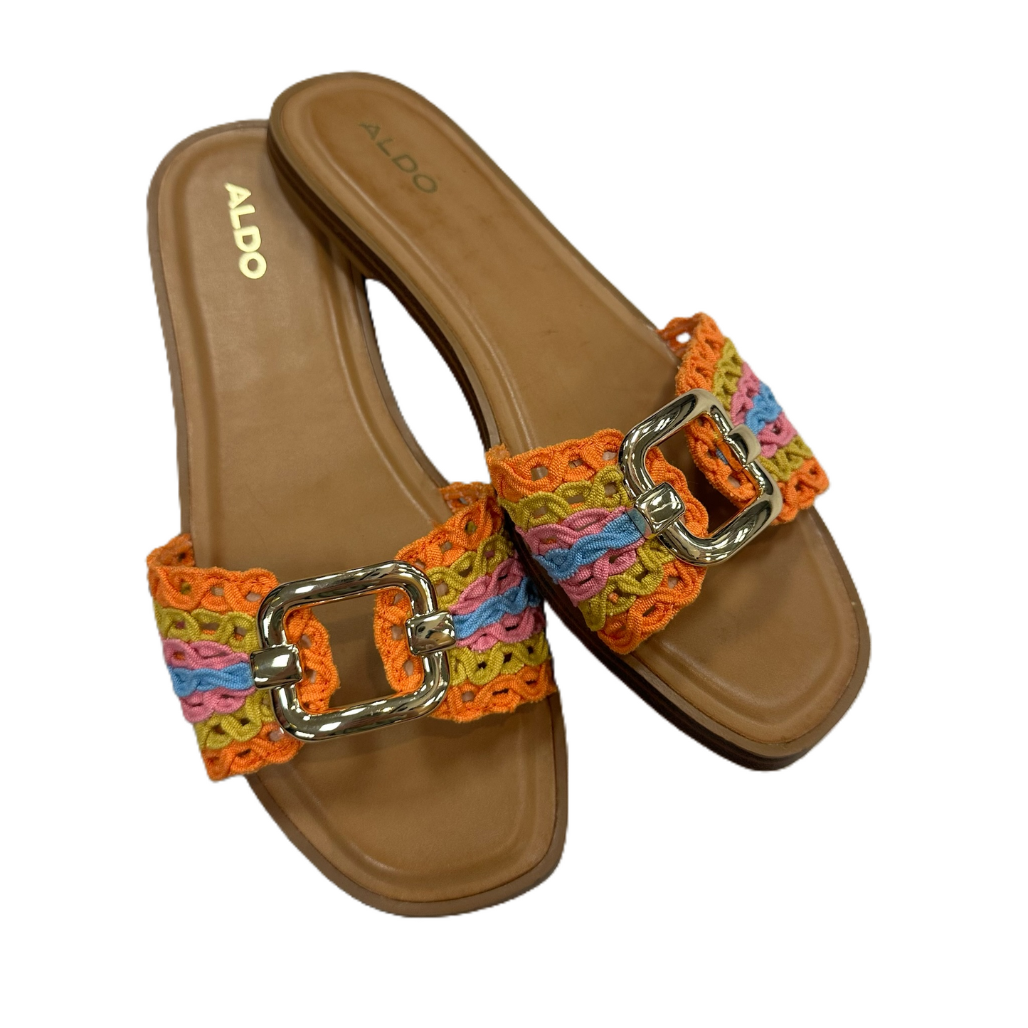 Orange Sandals Flats By Aldo, Size: 8