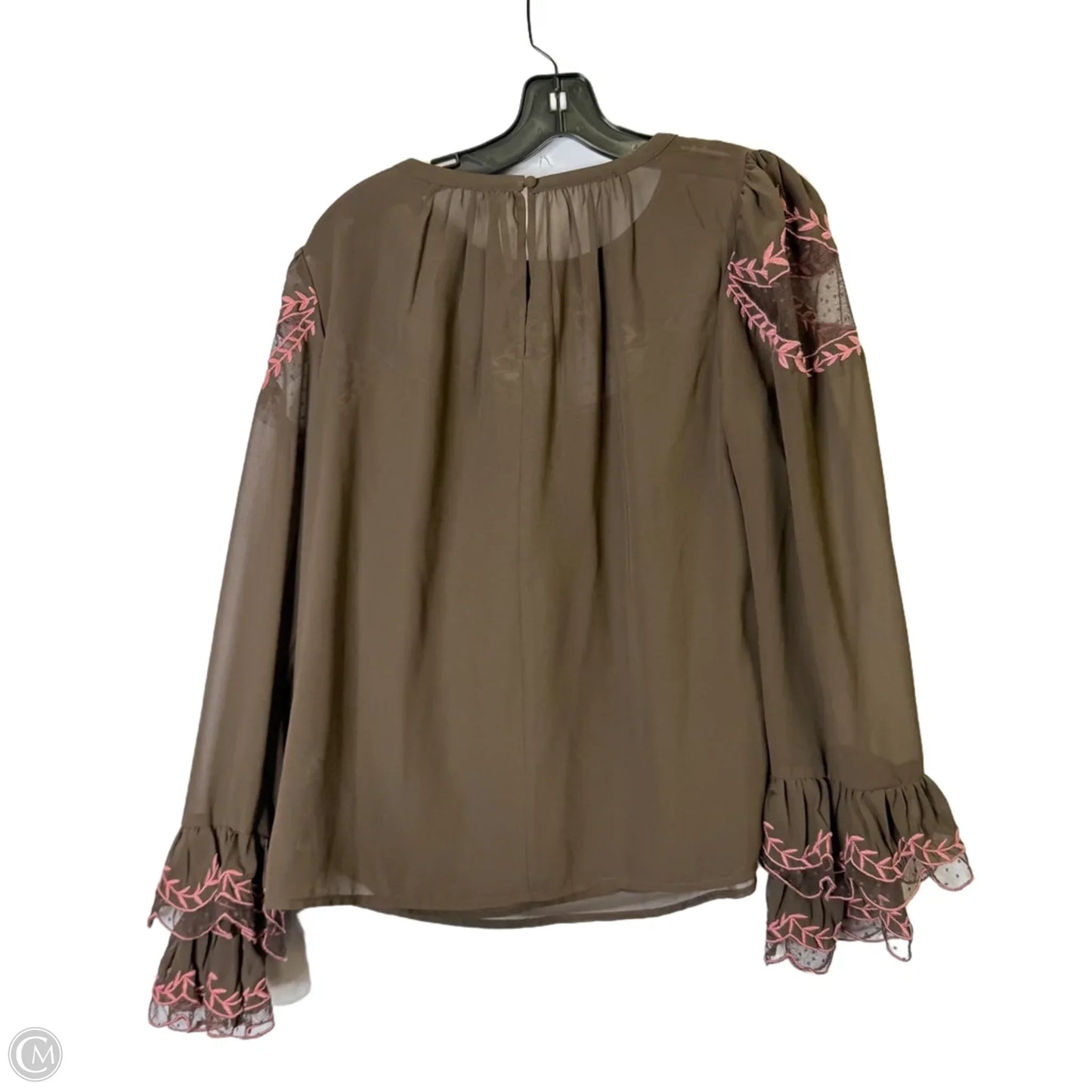 Top Long Sleeve By Anthropologie In Brown, Size: S
