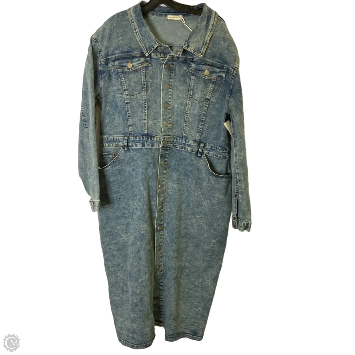 Dress Casual Midi By Andthewhy In Blue Denim, Size: 1x