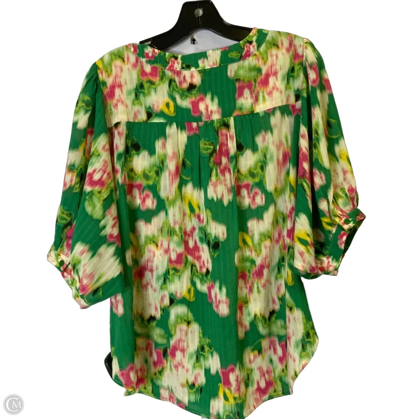 Blouse Short Sleeve By Rose And Olive In Green & Pink, Size: M